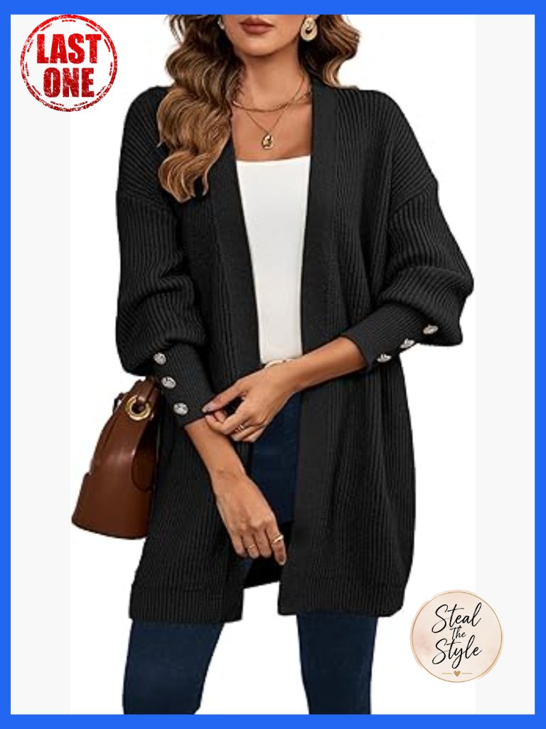 Chunky Knit Cardigan Open Front Oversized Long Sleeve